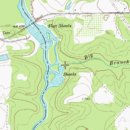 Topographic Map of Big Branch, GA