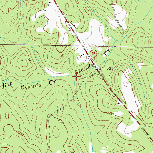 Topographic Map of Big Clouds Creek, GA