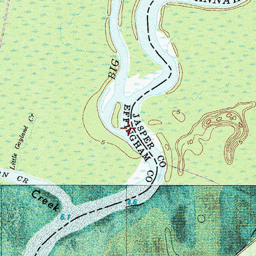 Topographic Map of Big Collis Creek, GA