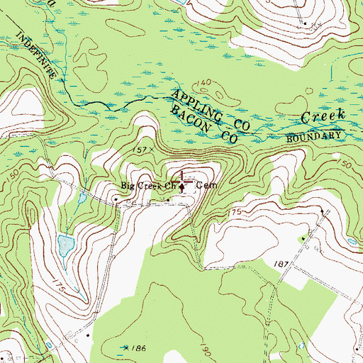 Topographic Map of Big Creek Church, GA