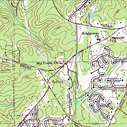Topographic Map of Big Creek Church, GA