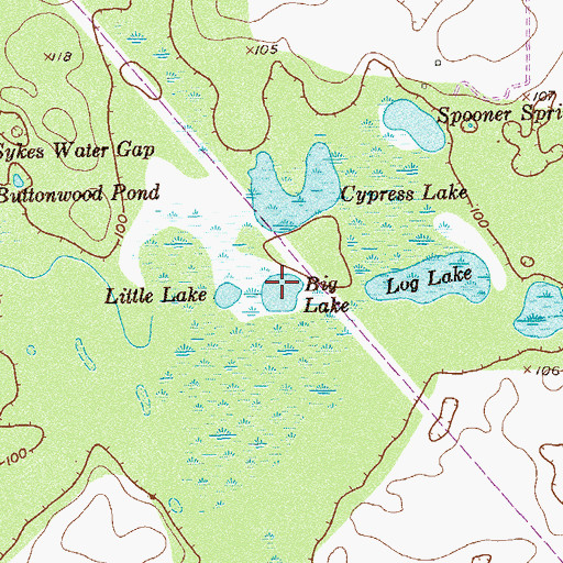 Topographic Map of Big Lake, GA