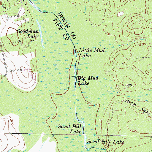 Topographic Map of Big Mud Lake, GA