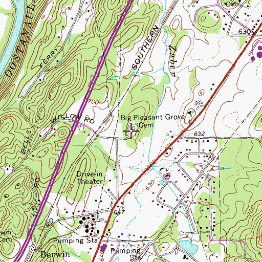 Topographic Map of Big Pleasant Grove Cemetery, GA