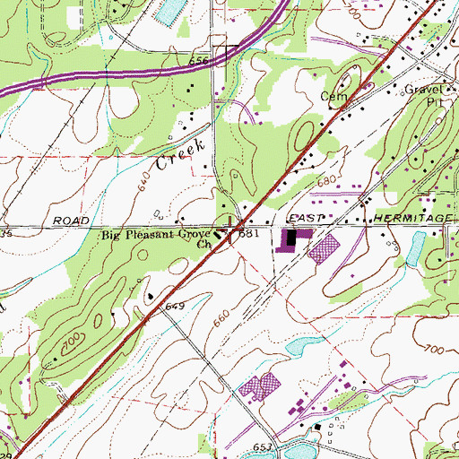 Topographic Map of Big Pleasant Grove Church, GA