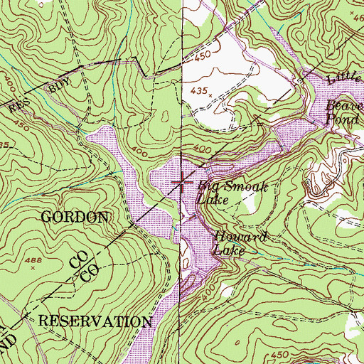 Topographic Map of Big Smoak Lake, GA