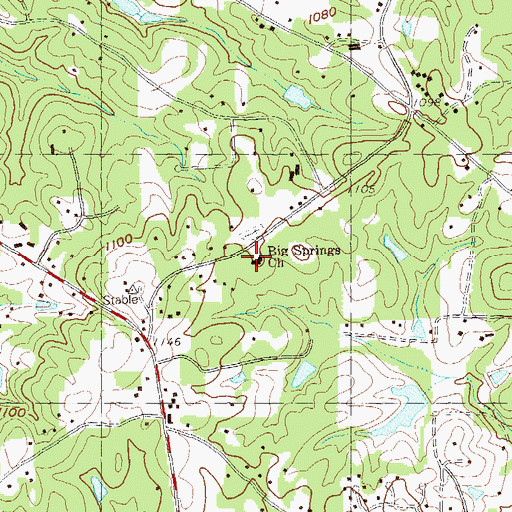 Topographic Map of Big Springs Church, GA