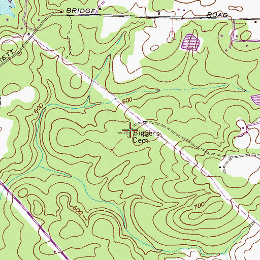 Topographic Map of Biggers Cemetery, GA