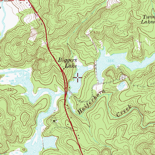 Topographic Map of Biggers Lake, GA
