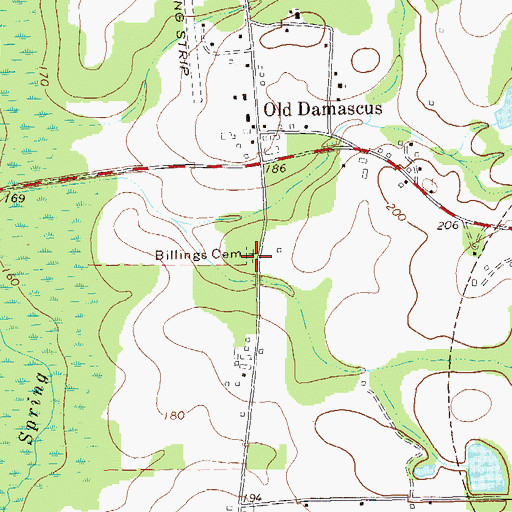 Topographic Map of Billings Cemetery, GA