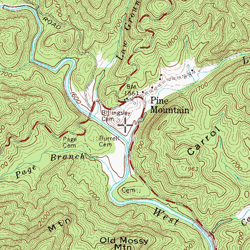 Topographic Map of Billingsley Cemetery, GA