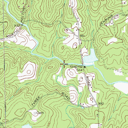Topographic Map of Billy Creek, GA