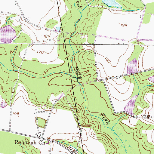 Topographic Map of Billy Fork Creek, GA