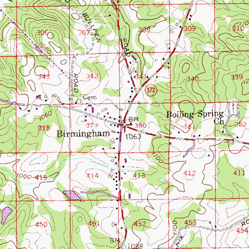 Topographic Map of Birmingham, GA