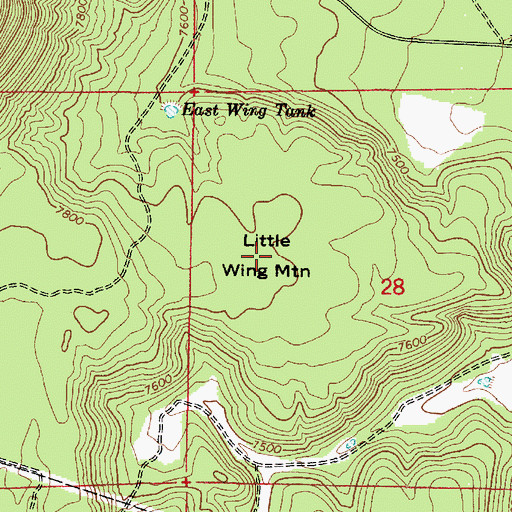 Topographic Map of Little Wing Mountain, AZ