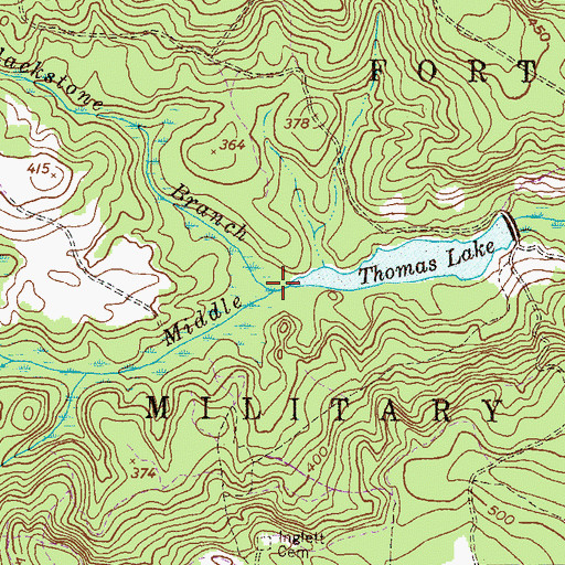 Topographic Map of Blackstone Branch, GA