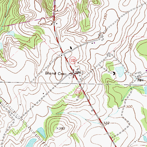 Topographic Map of Bland Cemetery, GA