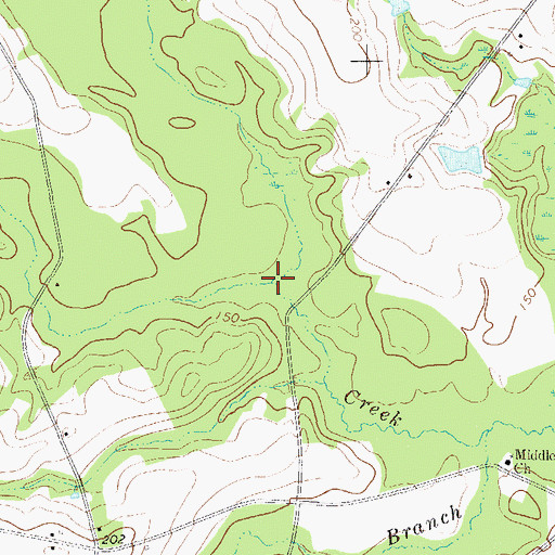Topographic Map of Bland Creek, GA