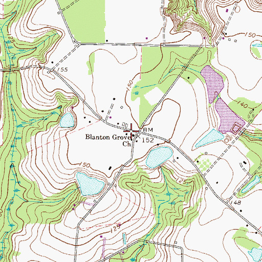 Topographic Map of Blanton Grove Church, GA