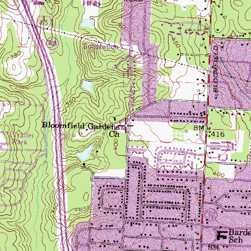 Topographic Map of Bloomfield Gardens Church, GA