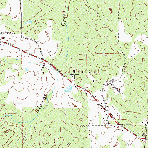 Topographic Map of Blount Cemetery, GA