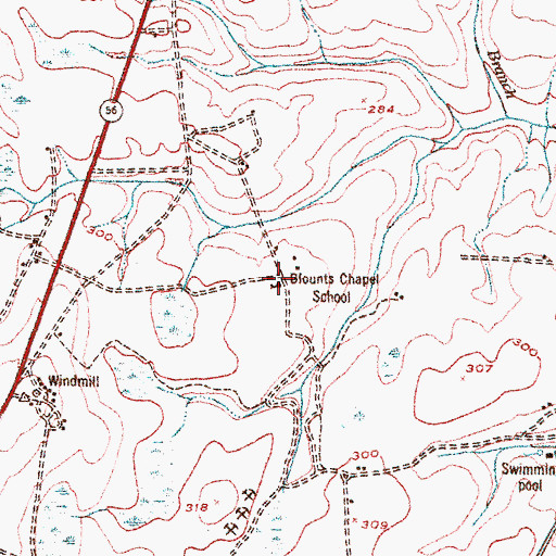 Topographic Map of Blounts Chapel School, GA