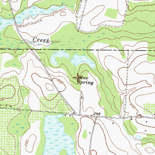 Topographic Map of Blue Spring, GA