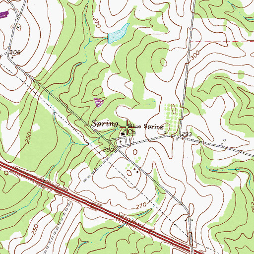 Topographic Map of Blue Spring Church, GA