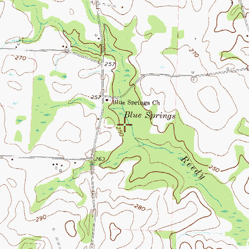 Topographic Map of Blue Springs, GA