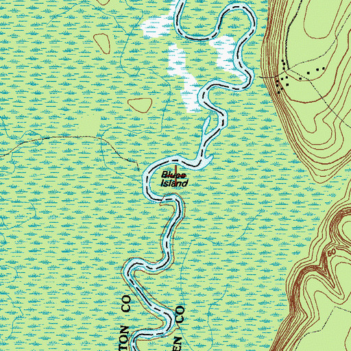 Topographic Map of Blues Island, GA