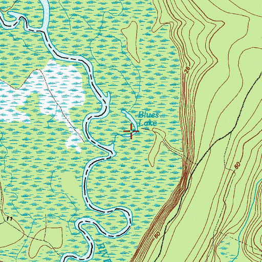 Topographic Map of Blues Lake, GA