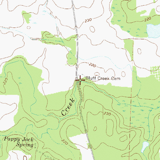 Topographic Map of Bluff Creek Cemetery, GA