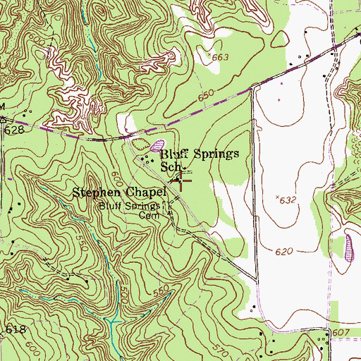 Topographic Map of Bluff Springs School, GA