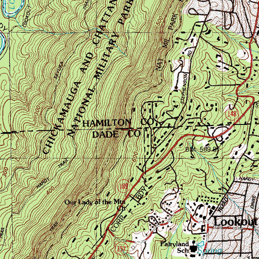 Topographic Map of Bluff Trail, TN