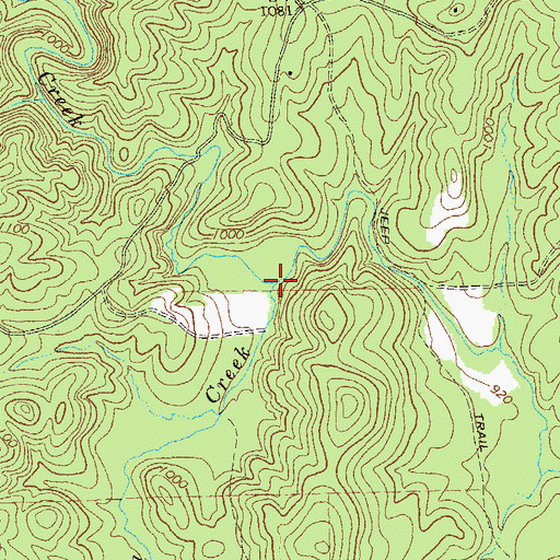 Topographic Map of Bluffy Creek, GA