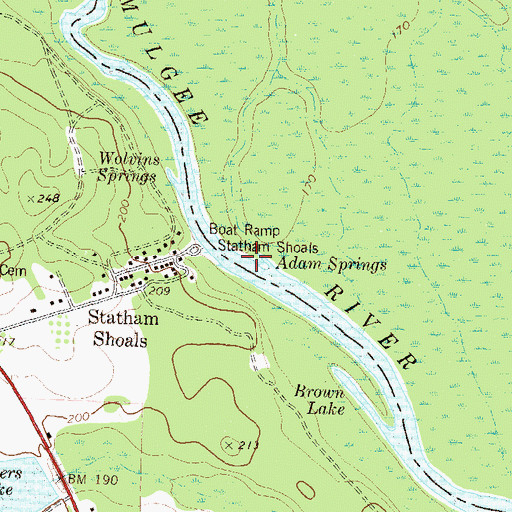 Topographic Map of Boat Ramp Statham Shoals, GA