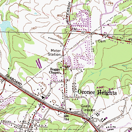 Topographic Map of Boggs Chapel, GA