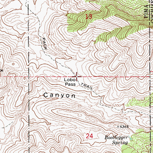 Topographic Map of Lobo Pass, AZ