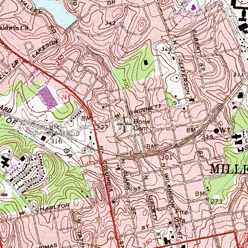 Topographic Map of Bone Cemetery, GA
