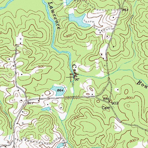 Topographic Map of Bone Creek, GA