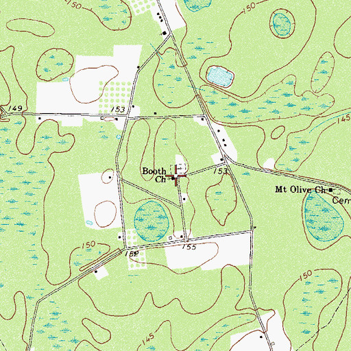 Topographic Map of Booth Church, GA
