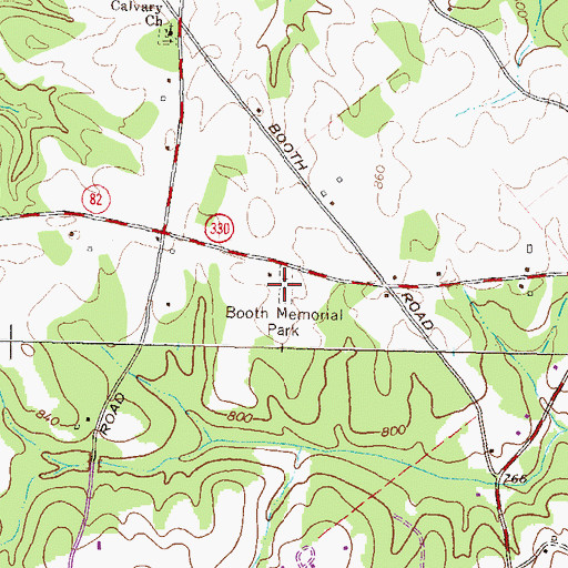 Topographic Map of Booth Memorial Park, GA