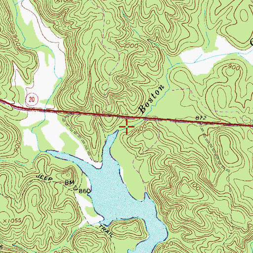 Topographic Map of Boston Creek, GA