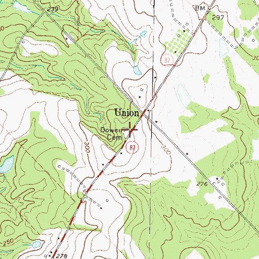 Topographic Map of Bowen Cemetery, GA