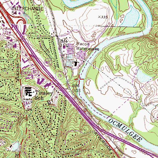 Topographic Map of Bowman Branch, GA