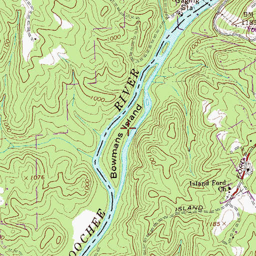 Topographic Map of Bowmans Island, GA