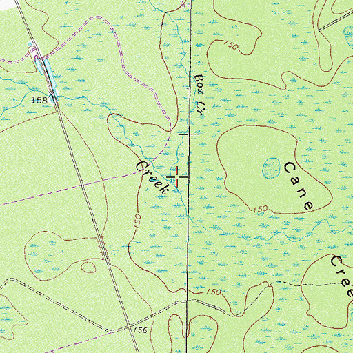 Topographic Map of Box Creek, GA