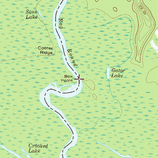 Topographic Map of Box Point, GA