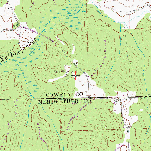 Topographic Map of Bradberry Cemetery, GA