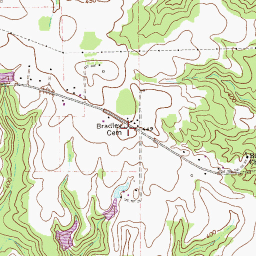 Topographic Map of Bradley Cemetery, GA